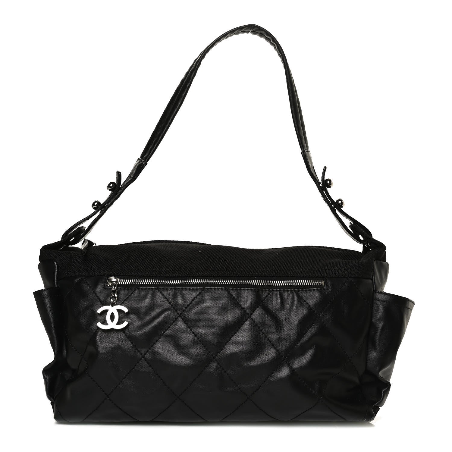 Chanel Coated Canvas Paris Biarritz Hobo Black 1 of 12