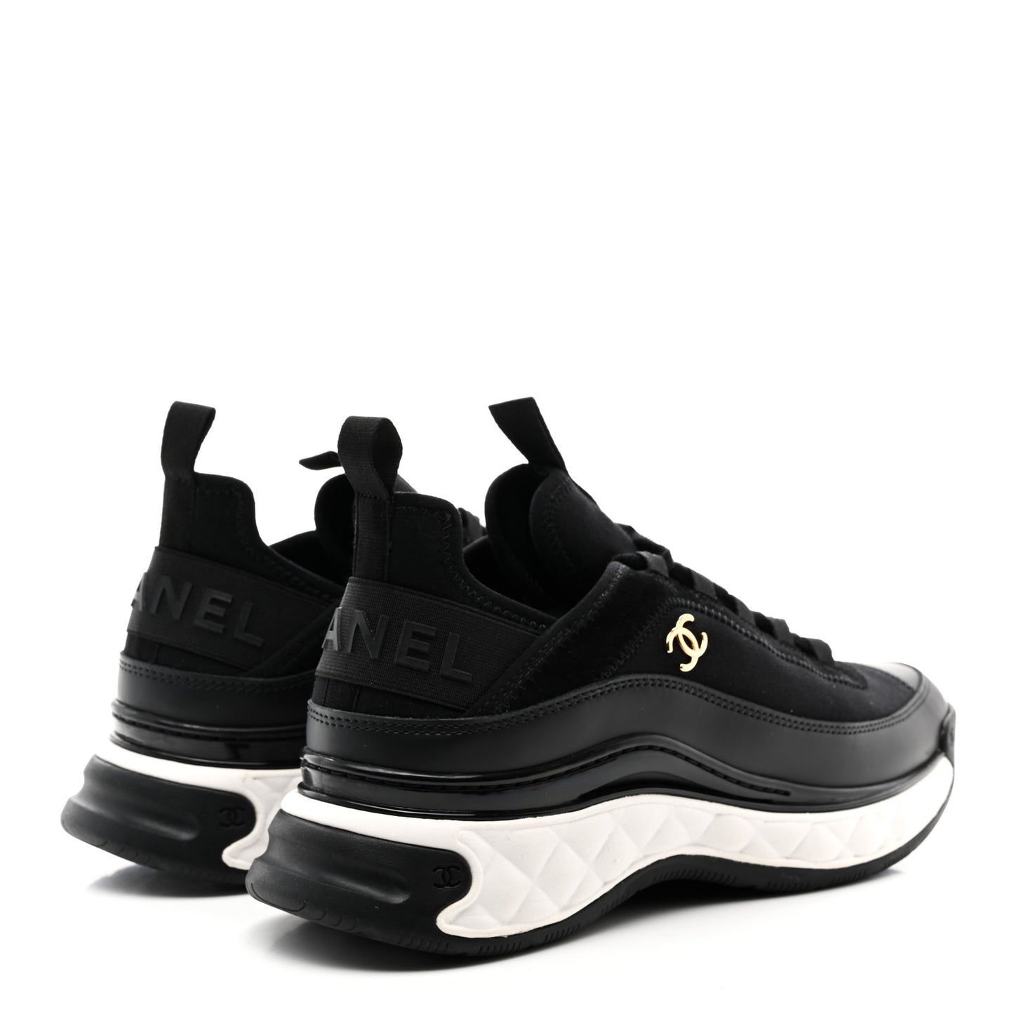 Velvet Calfskin Mixed Fibers CC Sneakers 39 Black