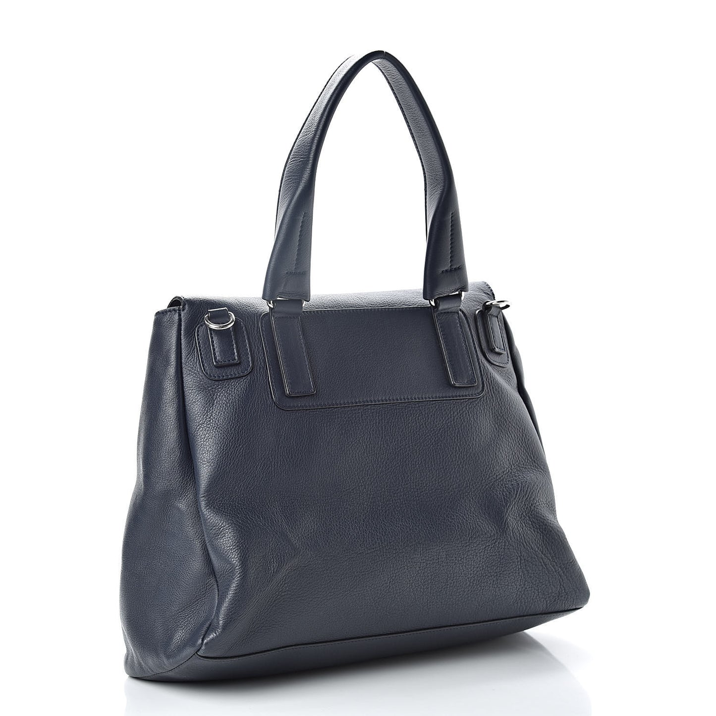 Waxy Grained Calfskin Medium Pandora Pure Flap Bag Night Blue