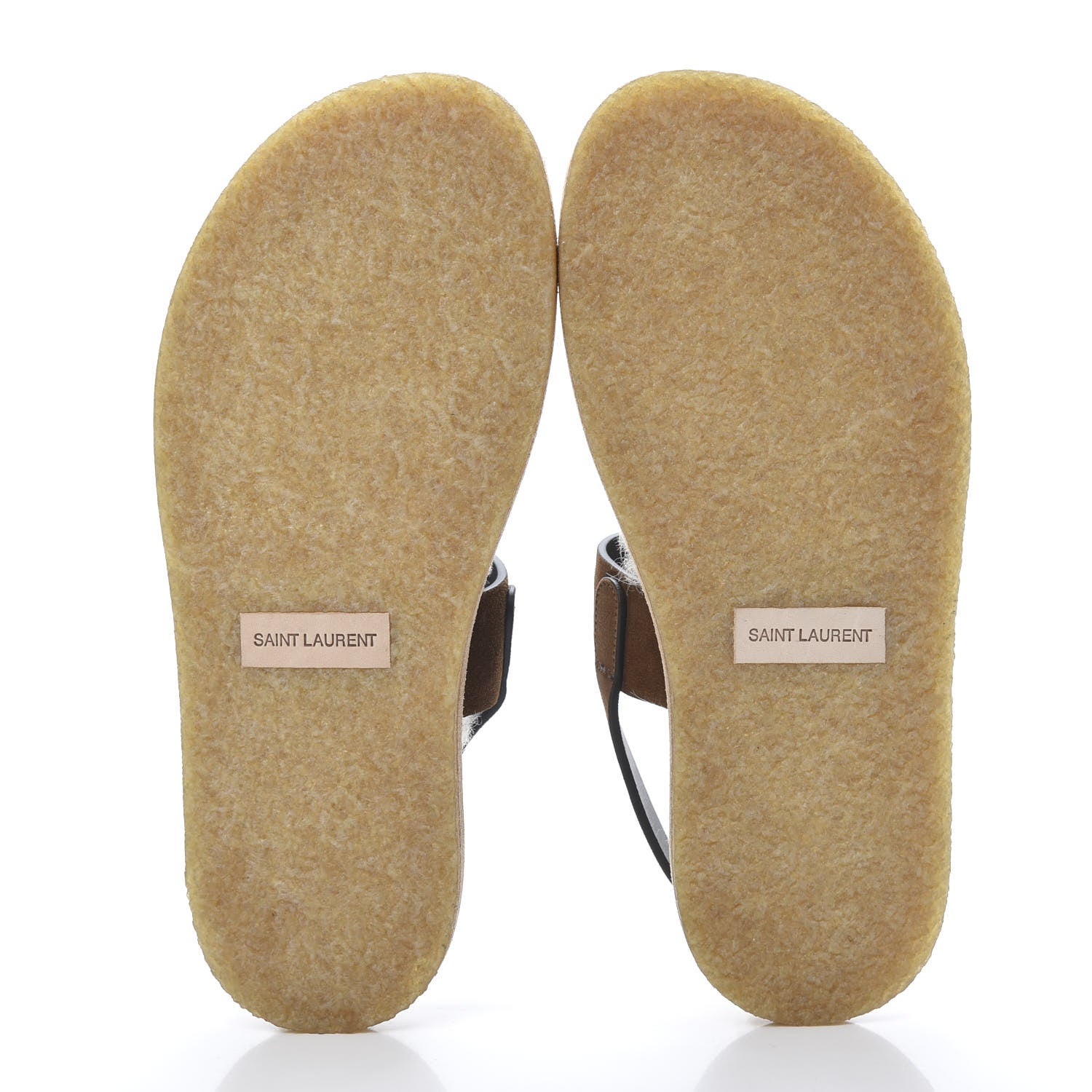 Saint Laurent Suede Shearling Joan Noe Flat Sandals 38 Brown 5 of 8