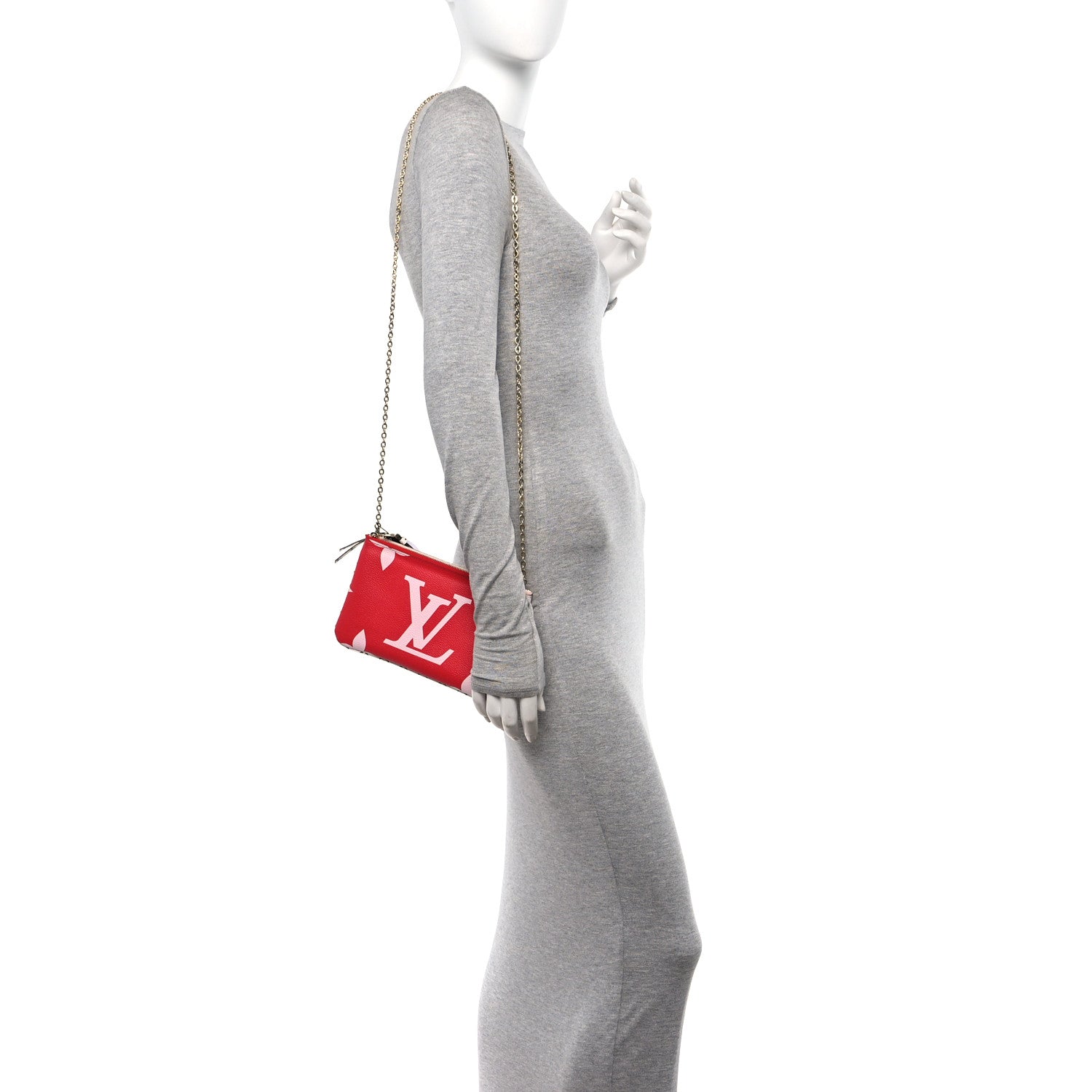 Louis Vuitton Monogram Giant Double Zip Pochette Rouge 2 of 11