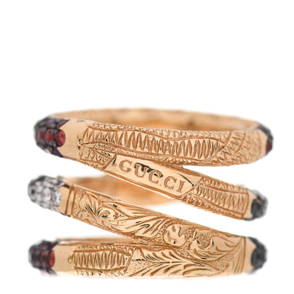 Gucci 18K Yellow Gold Black Diamond Topaz Sapphire Diamond Ouroboros Snake Three-Row Ring 44 3 3 of 7