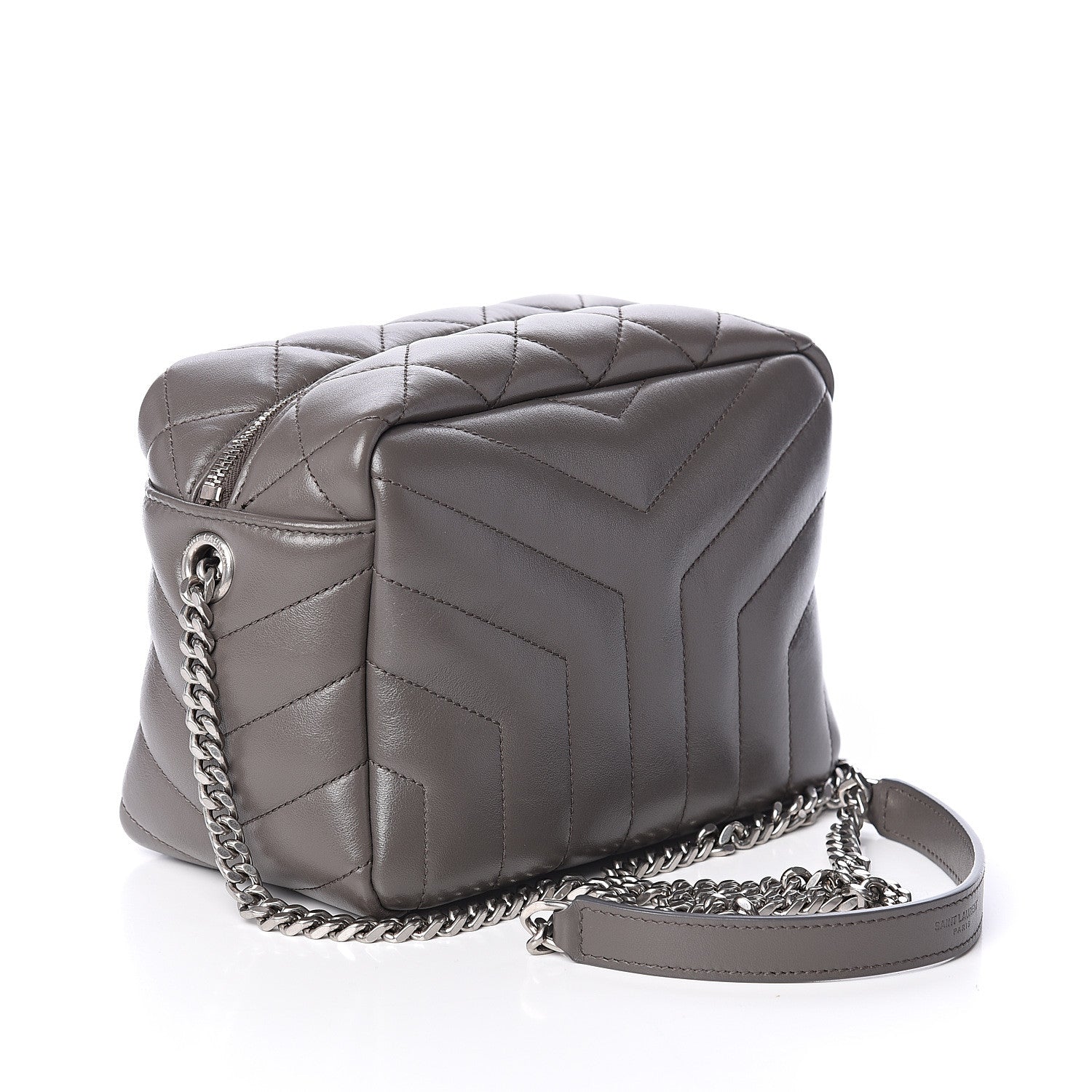 Saint Laurent Calfskin Y Quilted Monogram Small Loulou Bowling Bag Earth 2 of 8