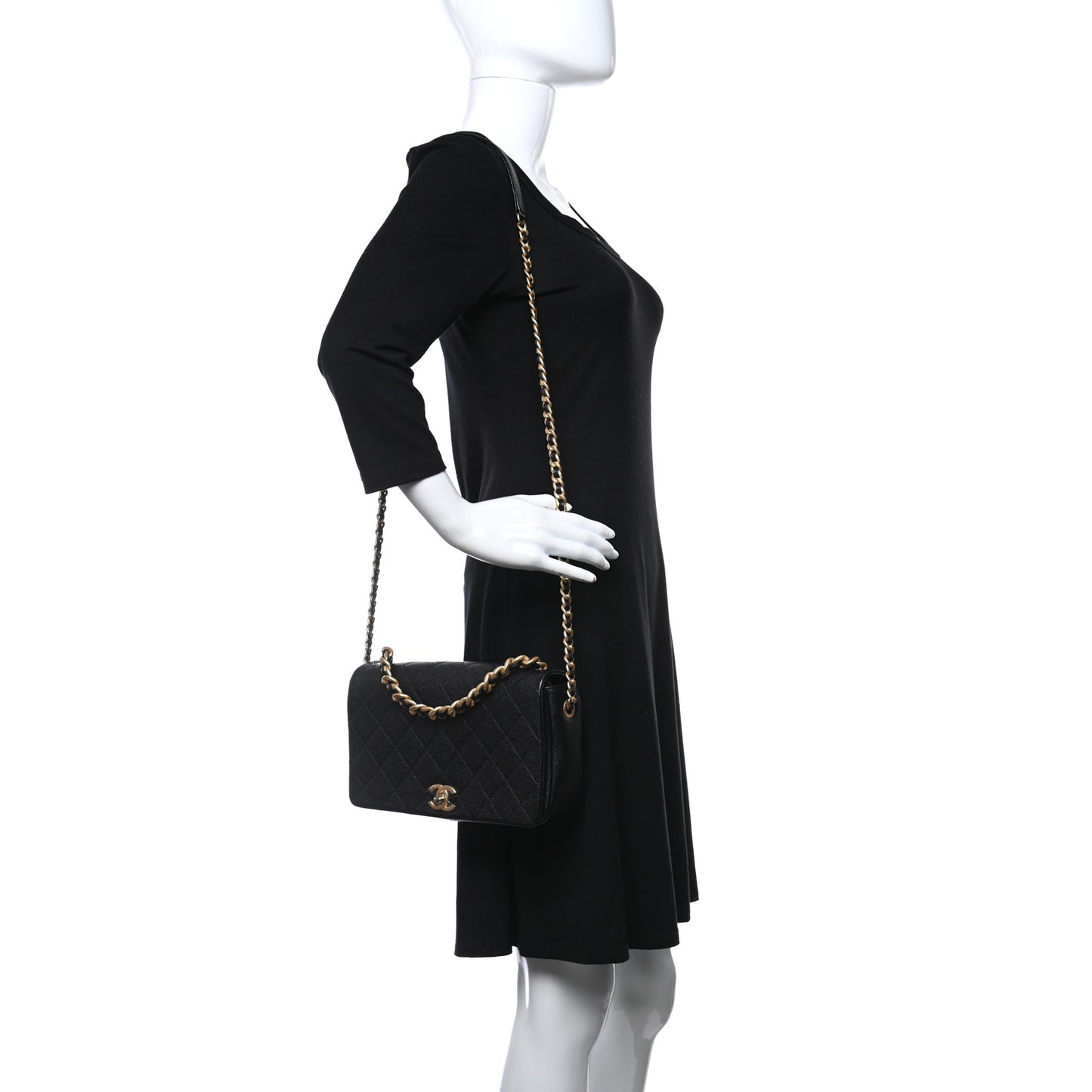 Caviar Quilted Medium Fashion Therapy Flap Bag Black