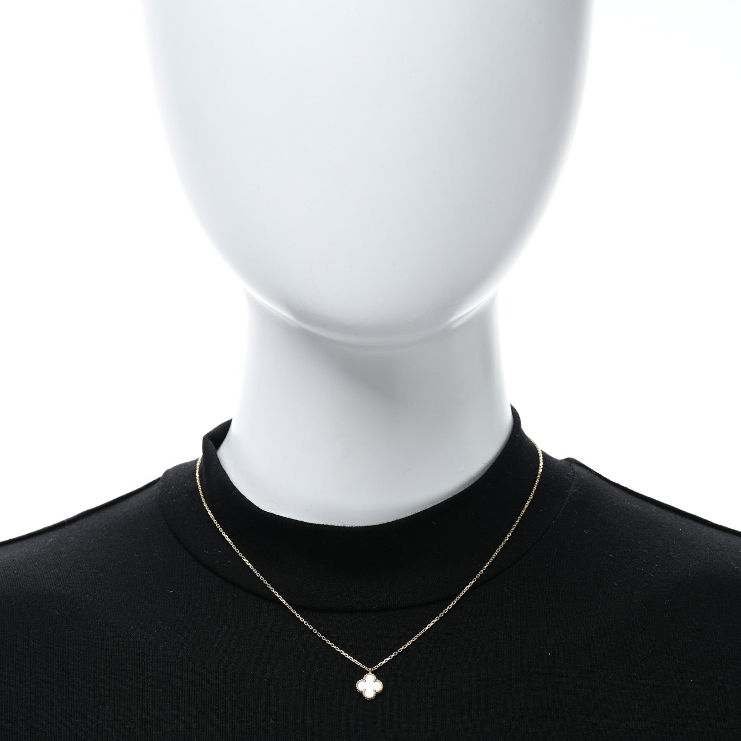 Van Cleef & Arpels 18K Yellow Gold Mother of Pearl Sweet Alhambra Pendant Necklace 3 of 5