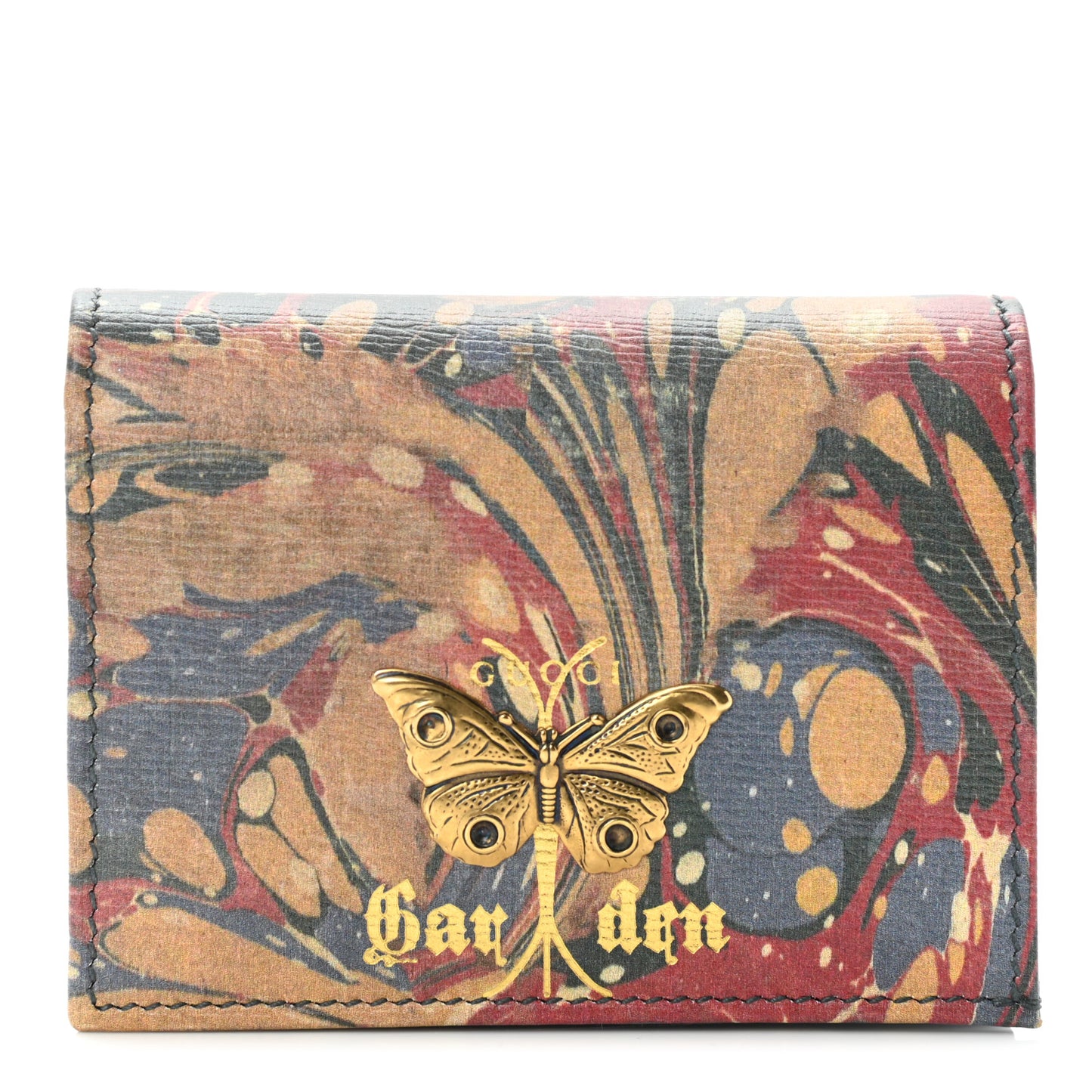 Shangai Calfskin Butterfly Garden Card Case Multicolor