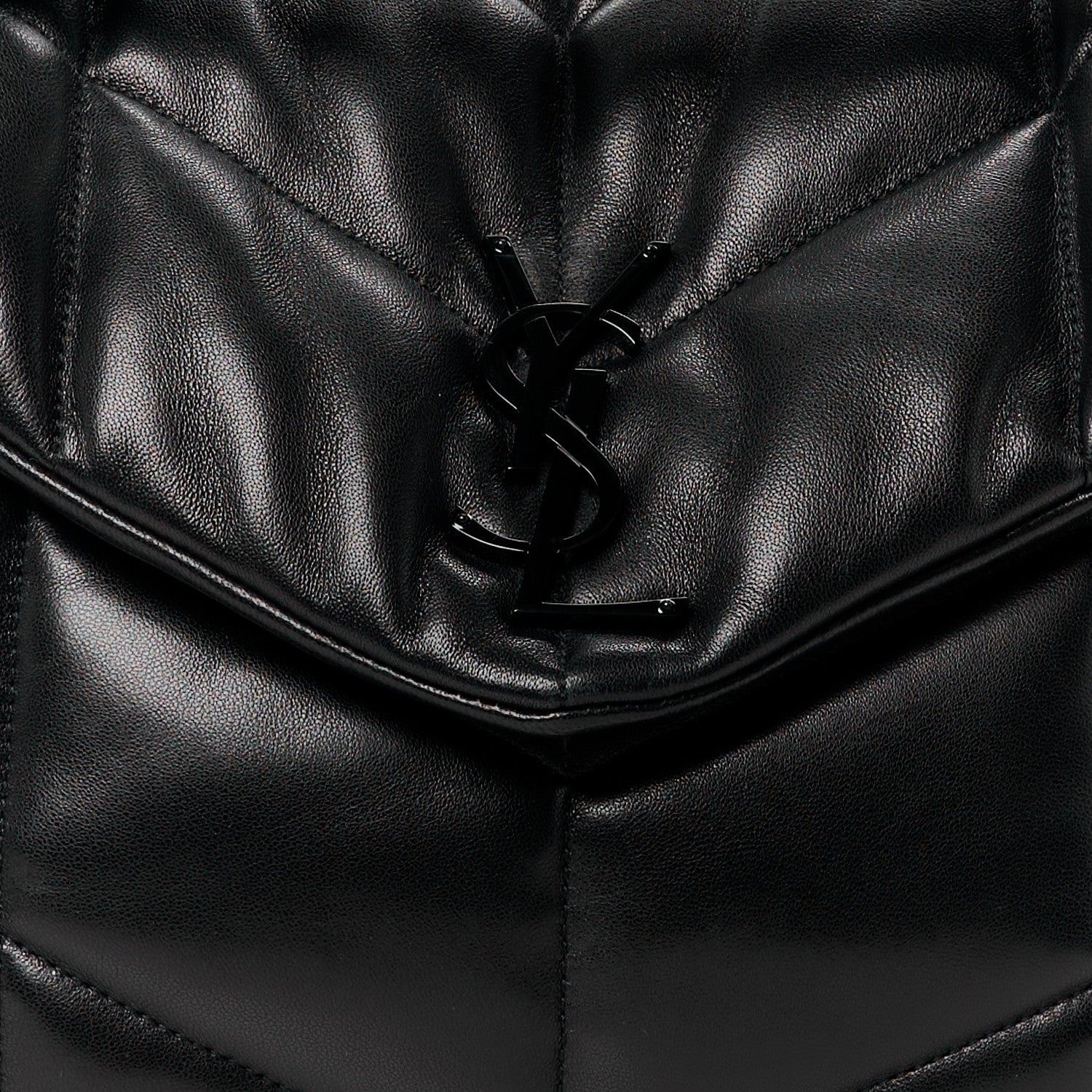 Saint Laurent Lambskin Quilted Monogram Monochrome Medium Loulou Puffer Chain Satchel Black 9 of 12