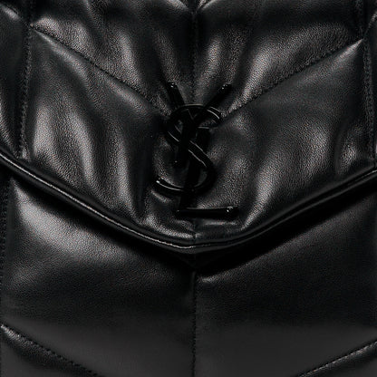 Saint Laurent Lambskin Quilted Monogram Monochrome Medium Loulou Puffer Chain Satchel Black 9 of 12