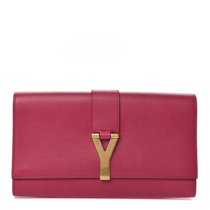 Saint Laurent Textured Calfskin Classic Y Ligne Clutch Fuchsia 1 of 7