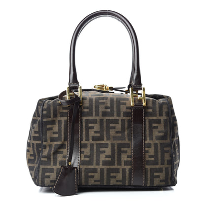 Fendi Zucca Calfskin Medium Convertible Boston Satchel Tobacco 1 of 10