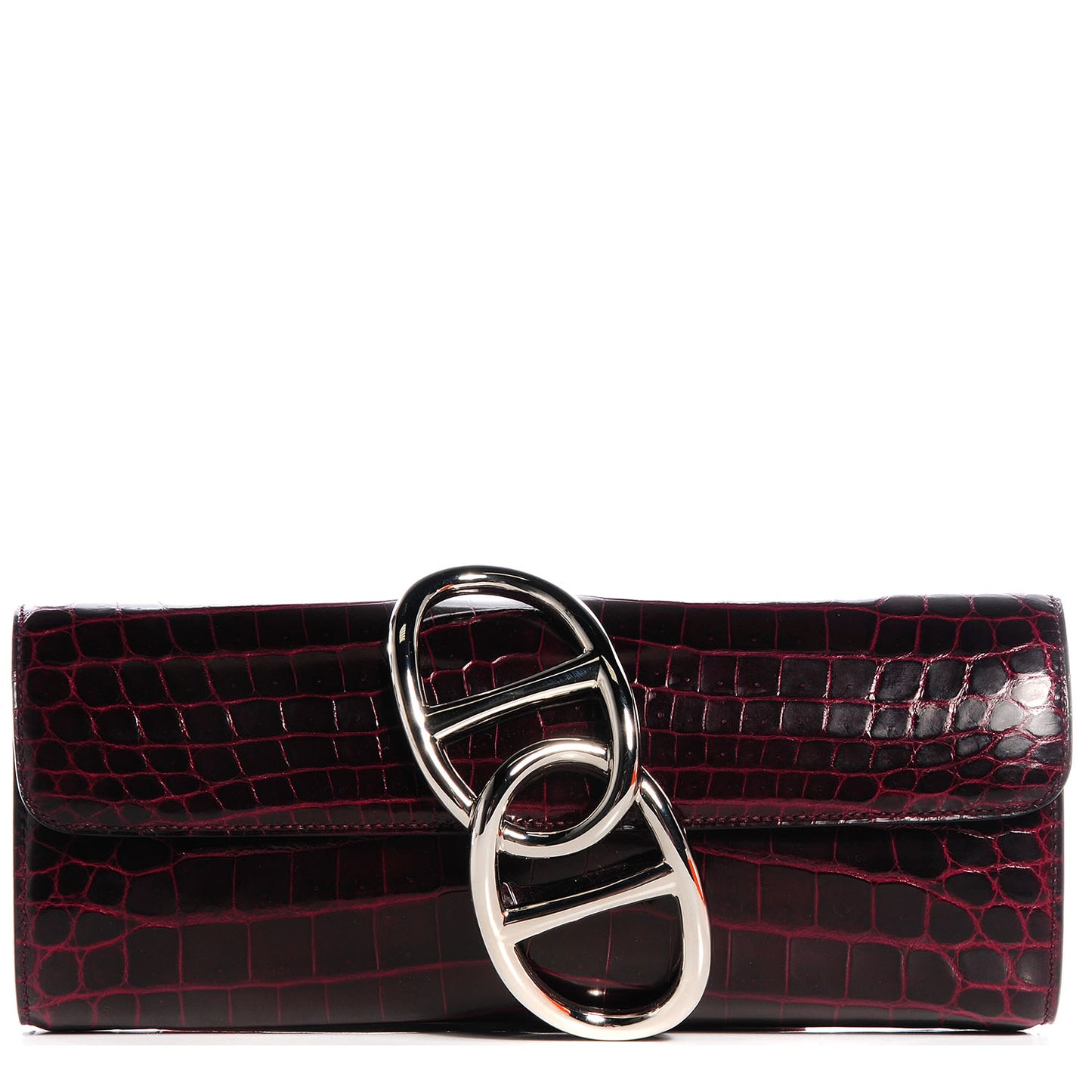 Shiny Niloticus Crocodile Egee Clutch Bordeaux