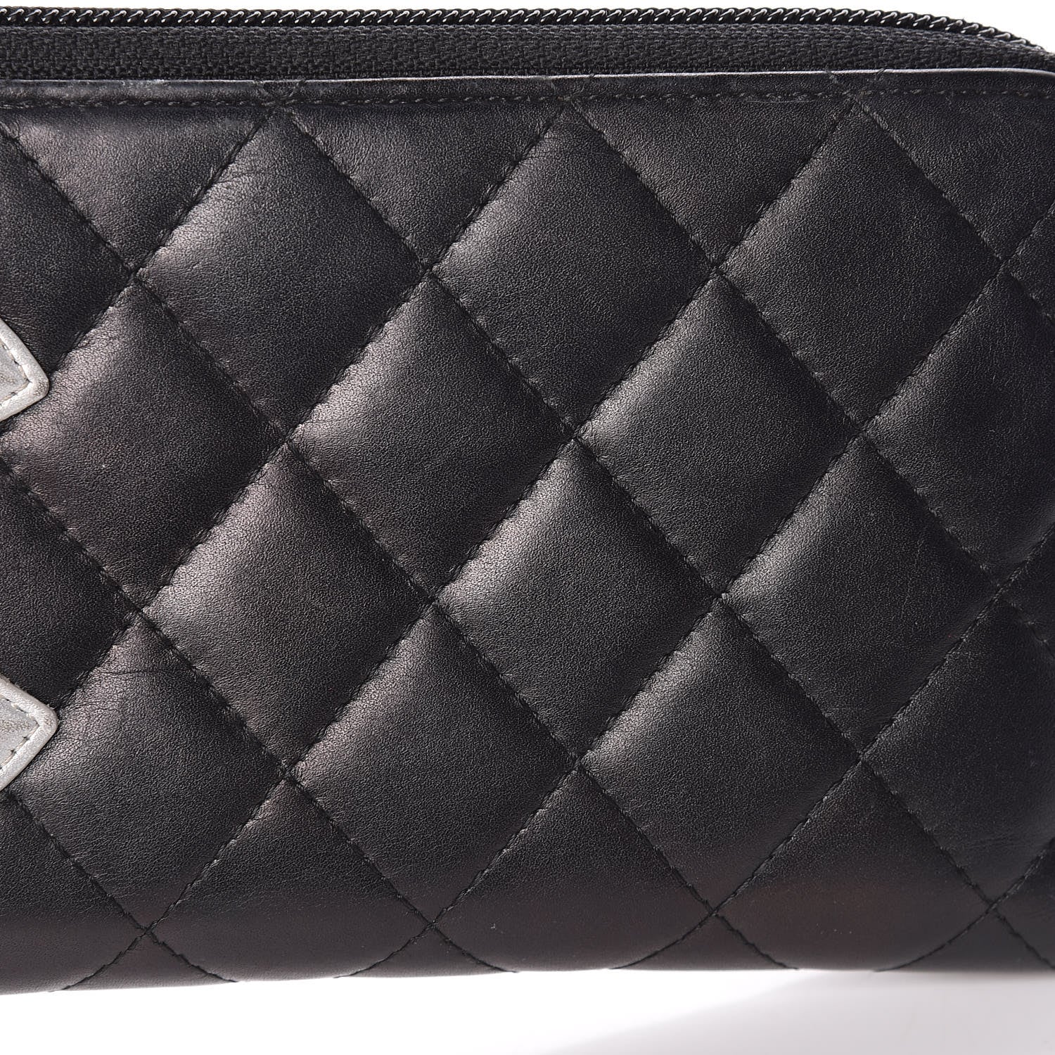 Chanel Calfskin Quilted Cambon Large Gusset Zip Around Wallet Black Silver 14 of 14