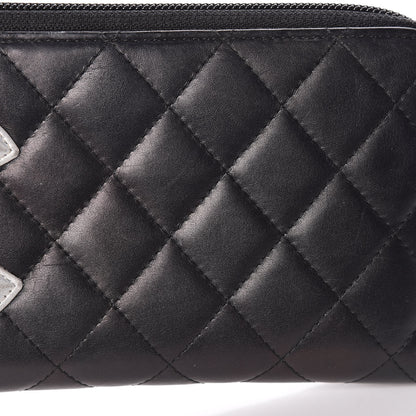 Chanel Calfskin Quilted Cambon Large Gusset Zip Around Wallet Black Silver 14 of 14