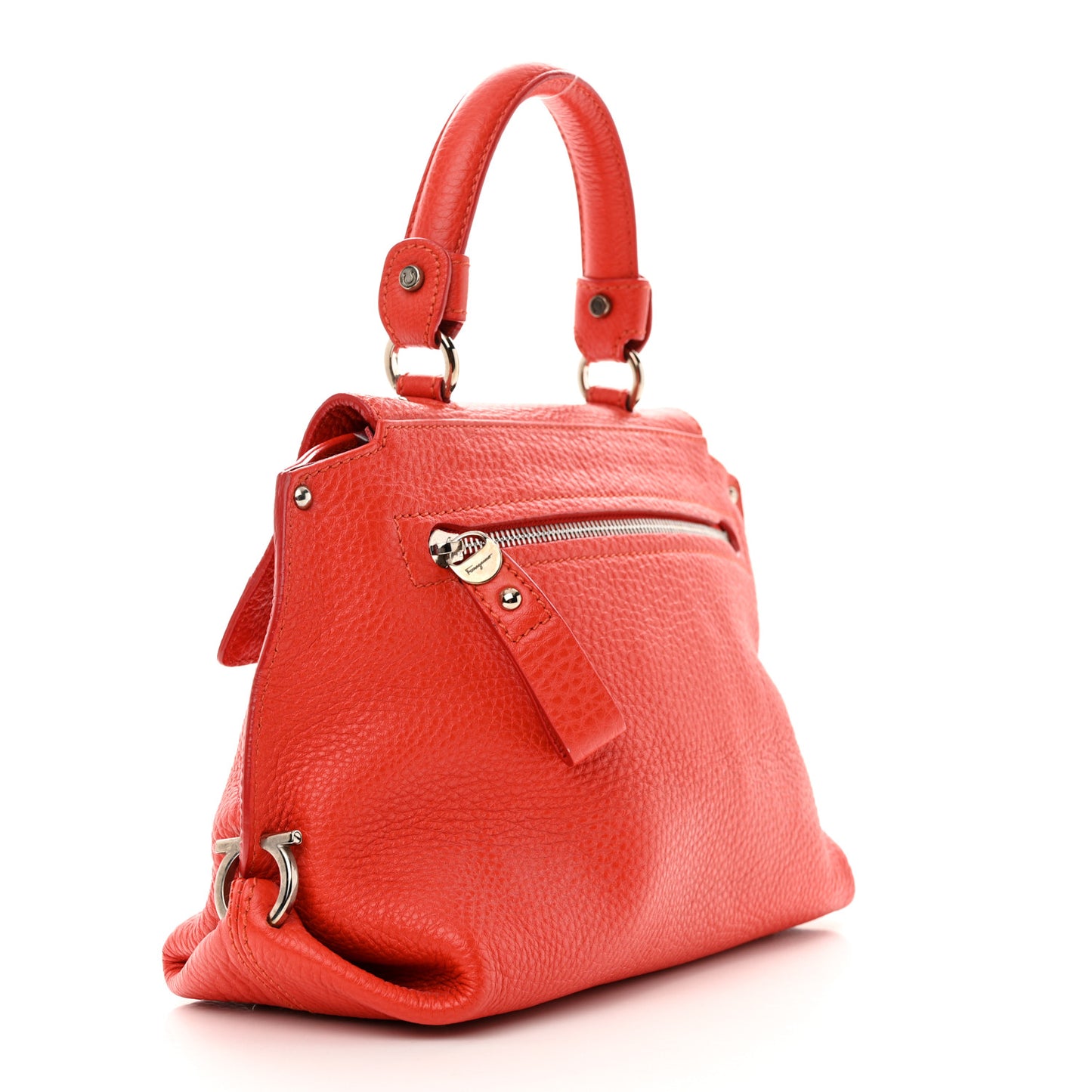 Grained Calfskin Sofia Satchel Red