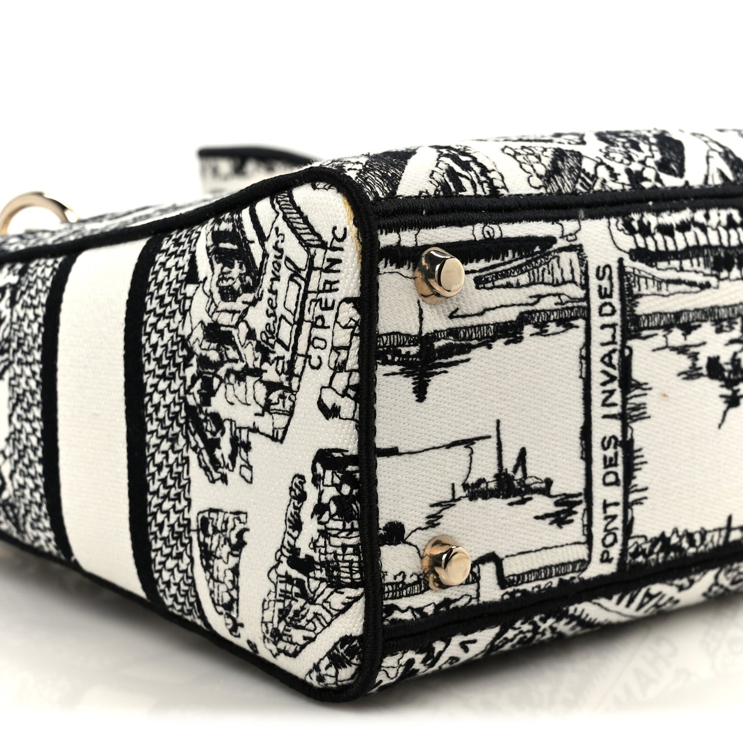 Canvas Embroidered Plan de Paris Medium Lady D-Lite White Black