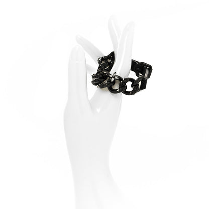 Louis Vuitton Suede Metal Chain Bracelet Black 2 of 5