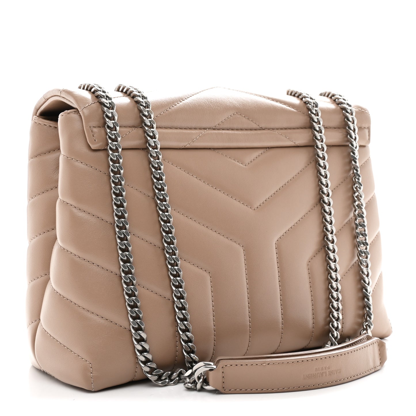 Calfskin Y Quilted Monogram Small Loulou Chain Satchel Dark Beige