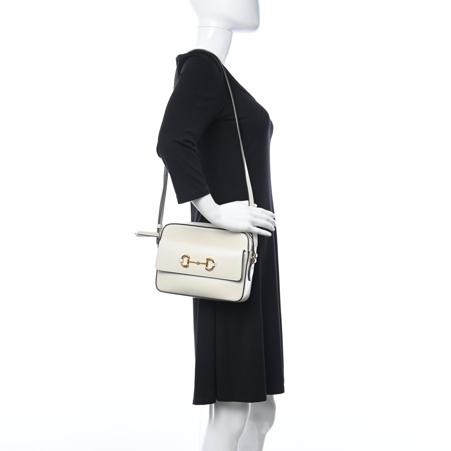 Azalea Calfskin Small Horsebit 1955 Shoulder Bag Mystic White