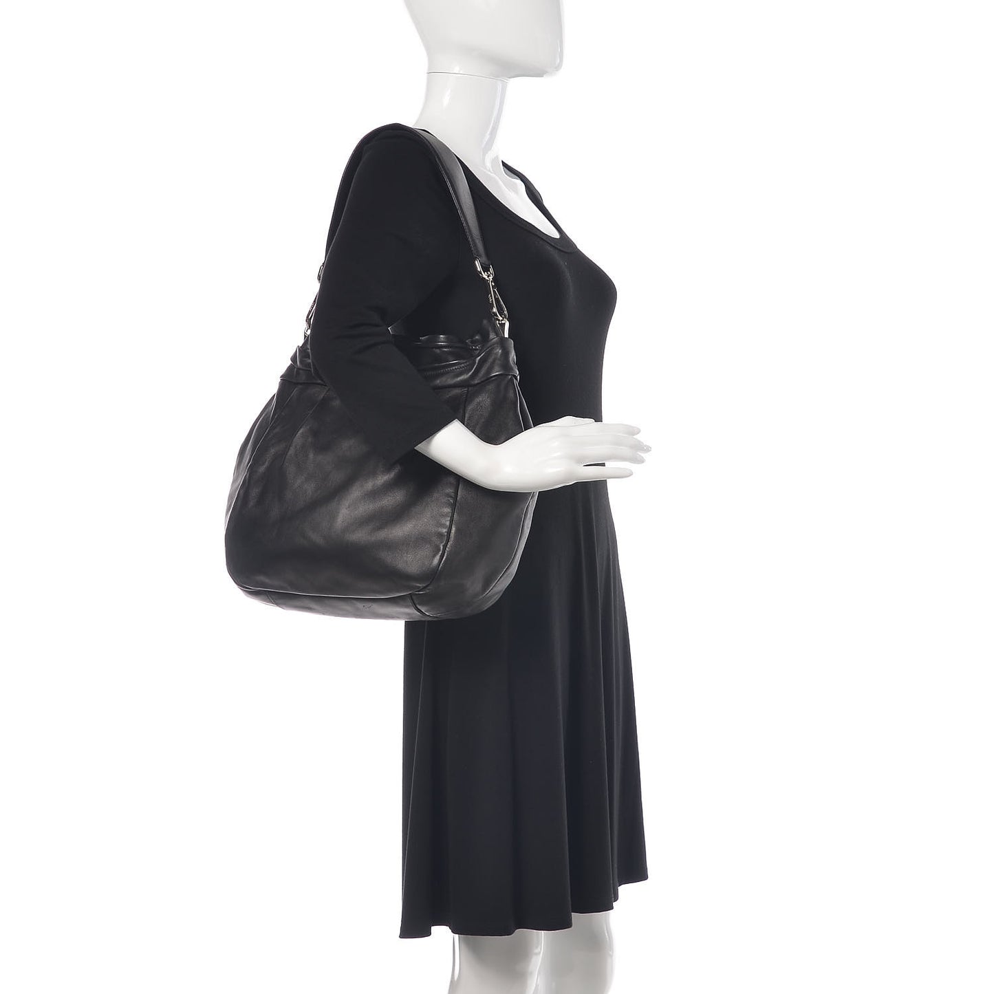 Nappa Frills Shoulder Bag Black