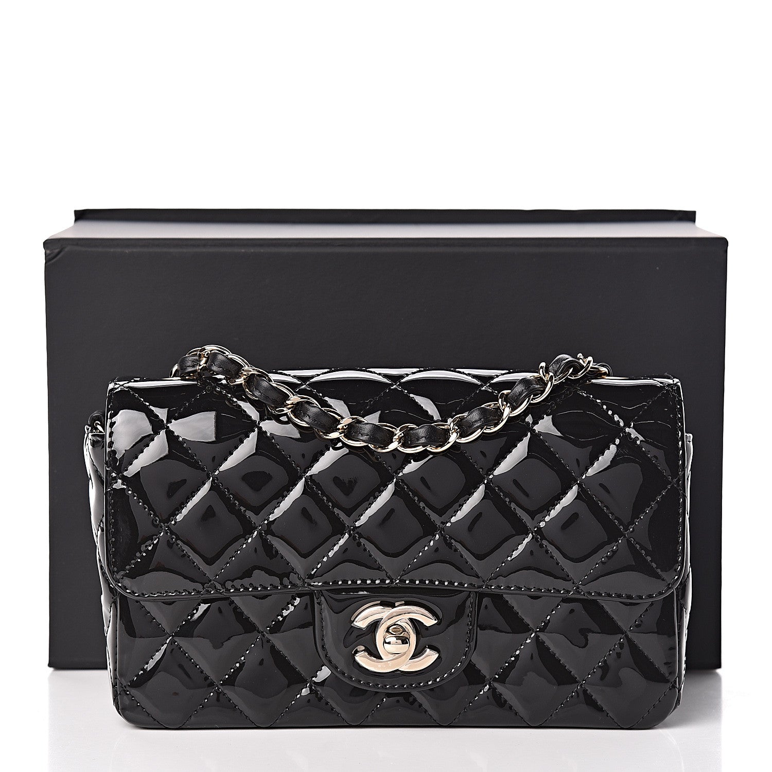 Chanel Patent Calfskin Quilted Mini Rectangular Flap Black 10 of 10
