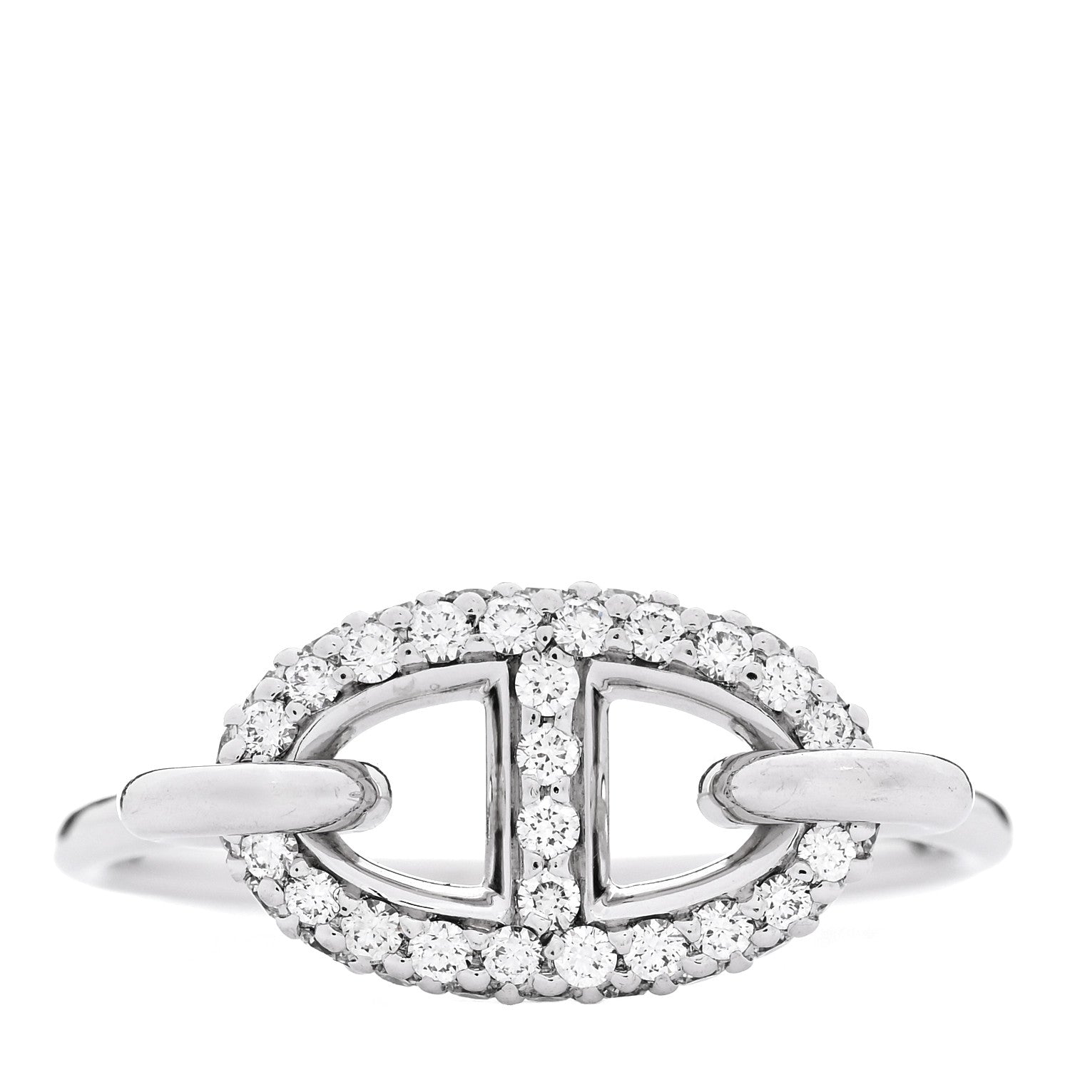 Hermes 18K White Gold Diamond New Farandole Ring 54 6.75 1 of 5