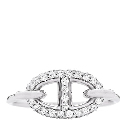 Hermes 18K White Gold Diamond New Farandole Ring 54 6.75 1 of 5