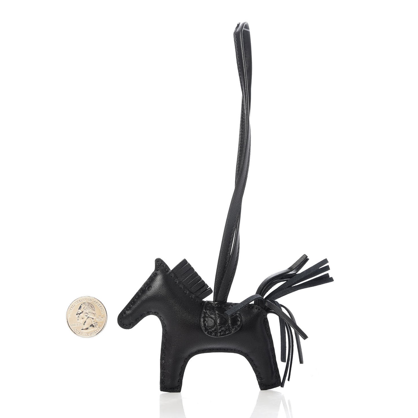 Milo Lambskin Matte Alligator Touch Grigri Rodeo Horse Bag Charm PM So Black