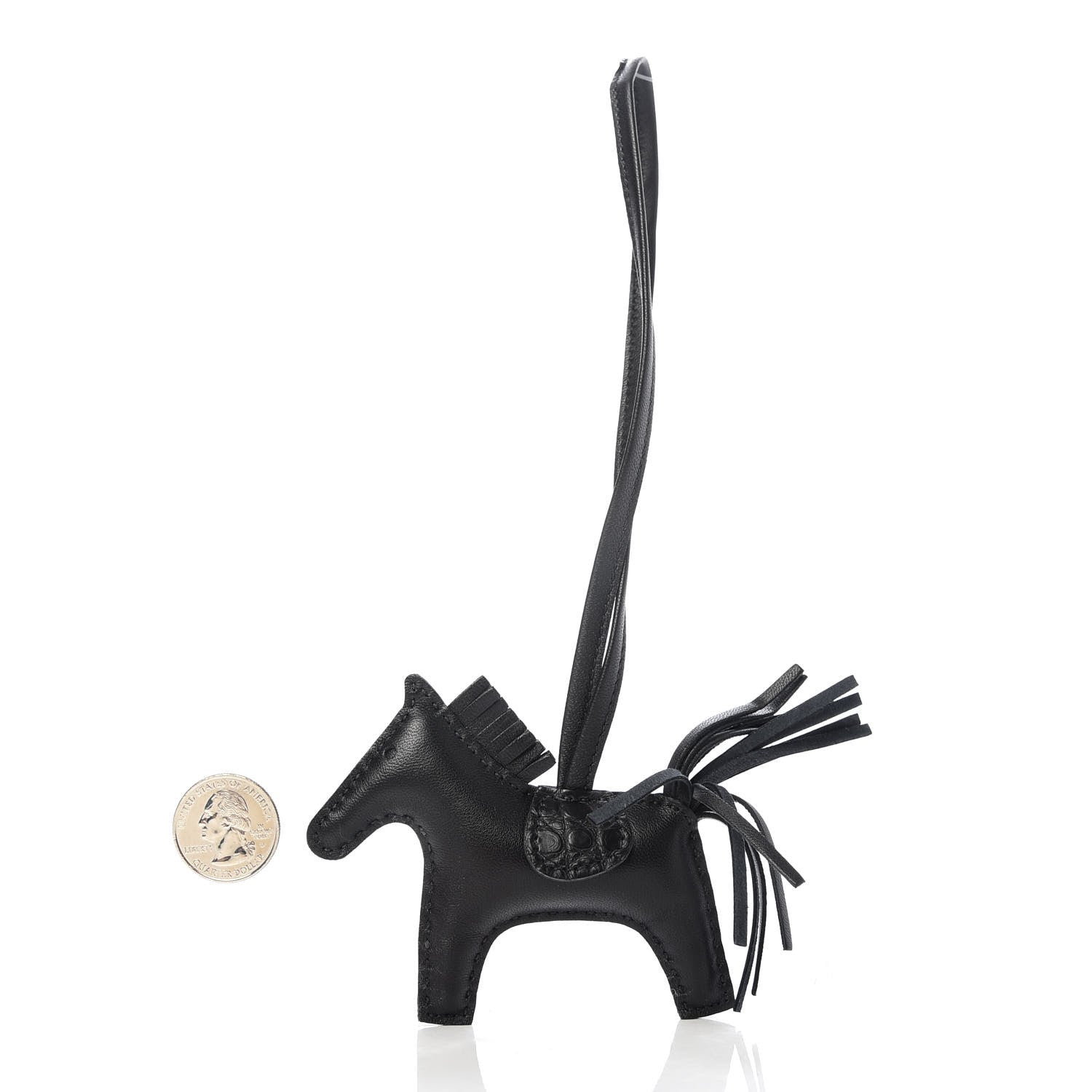 Hermes Milo Lambskin Matte Alligator Touch Grigri Rodeo Horse Bag Charm PM So Black 2 of 4