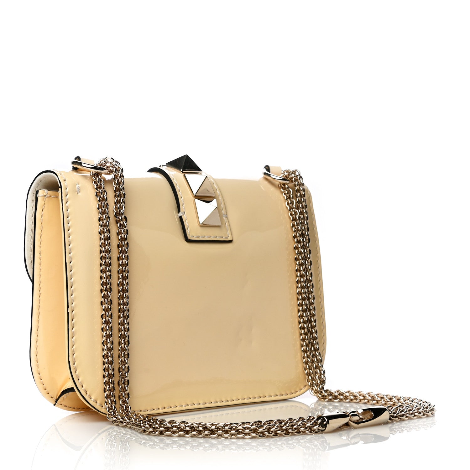 Valentino Garavani Patent Small Glam Lock Rockstud Flap Ivory 2 of 13