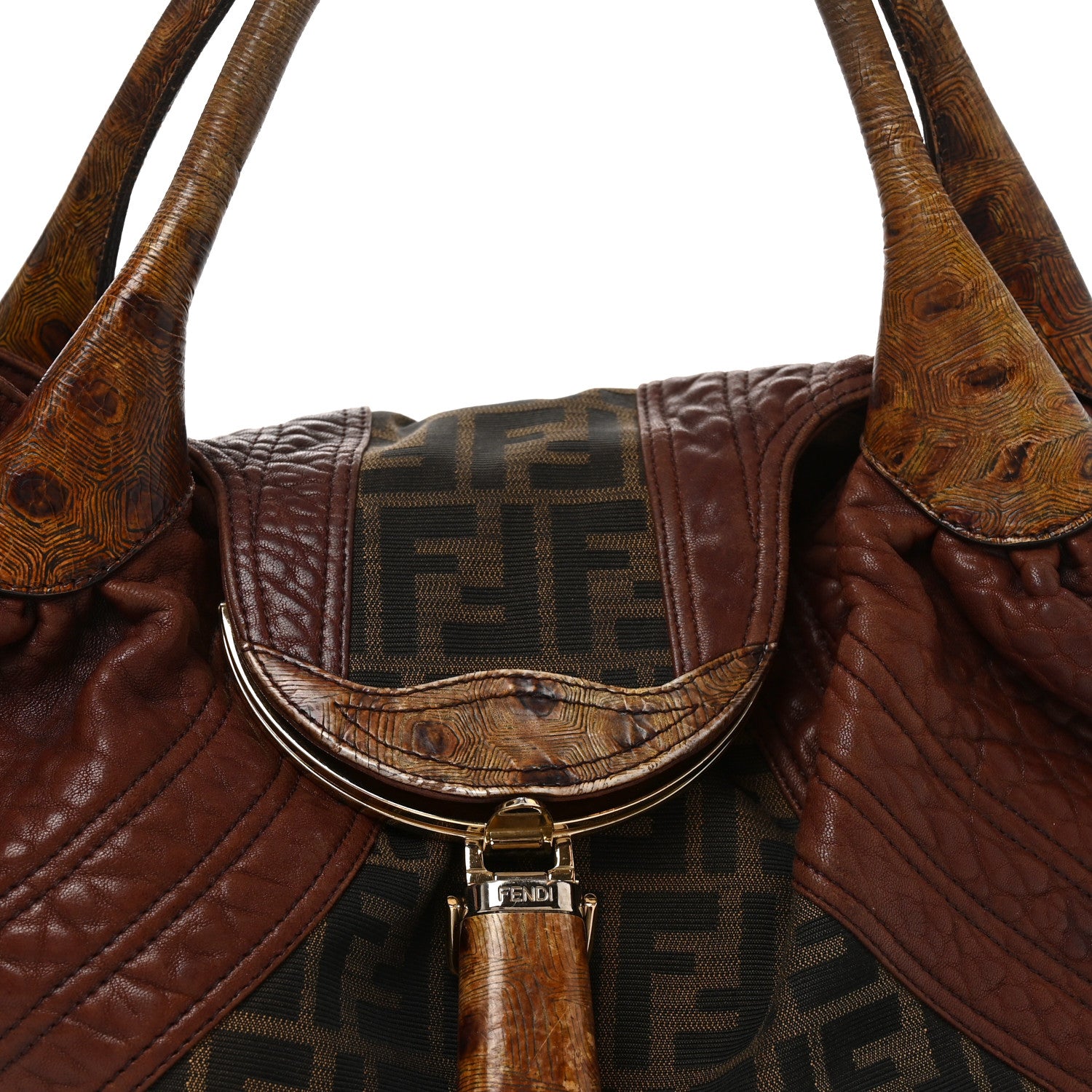 Fendi Zucca Nappa Nuvolata Vitello Tortuga Spy Tobacco Moro