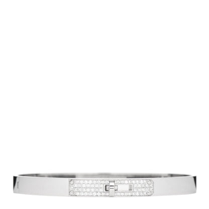Hermes 18K White Gold Diamond PM Kelly Pave Bracelet SH 1 of 5