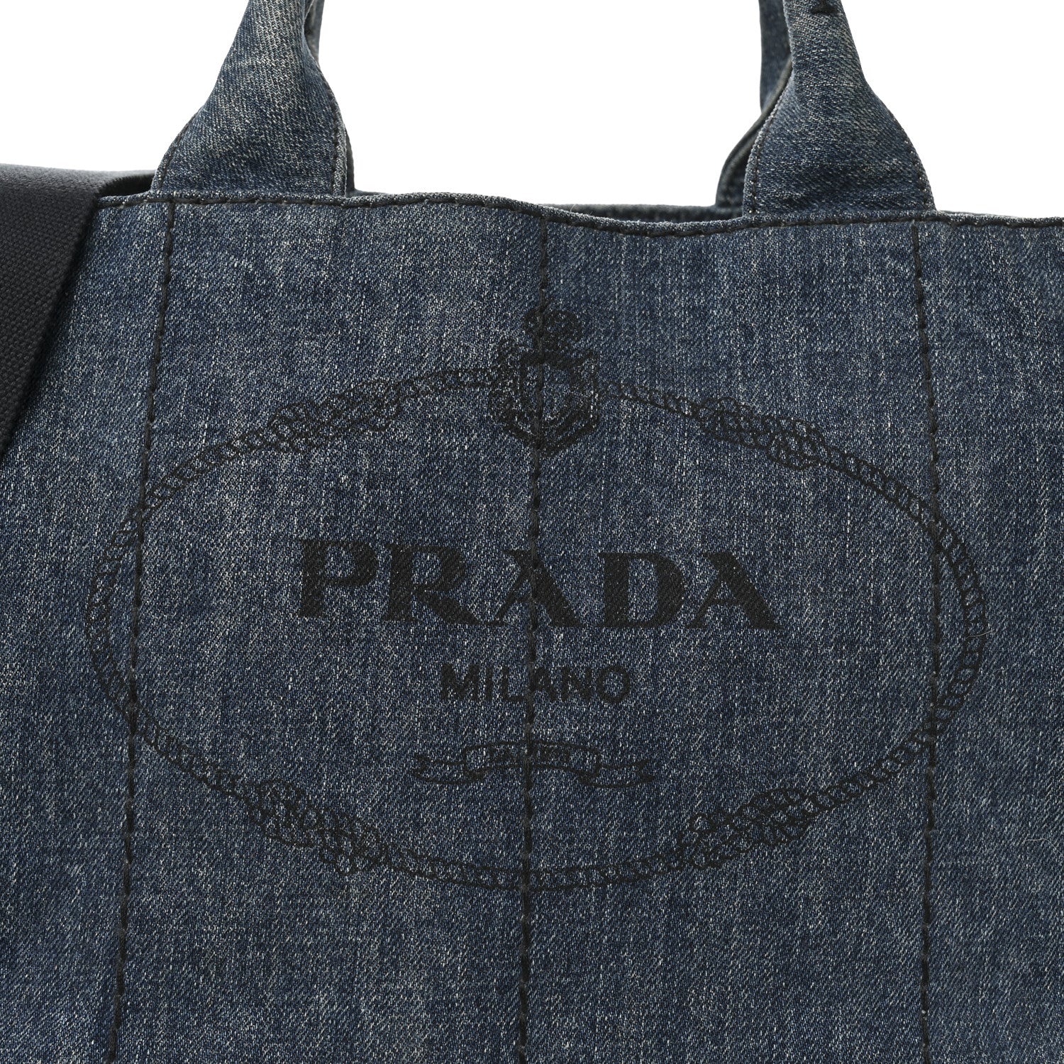 Prada Denim Logo Tote Avio 8 of 10