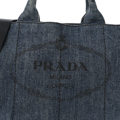 Prada Denim Logo Tote Avio 8 of 10