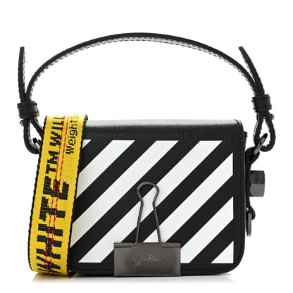Off-White Calfskin Diag Flap Bag Black White 1 of 9