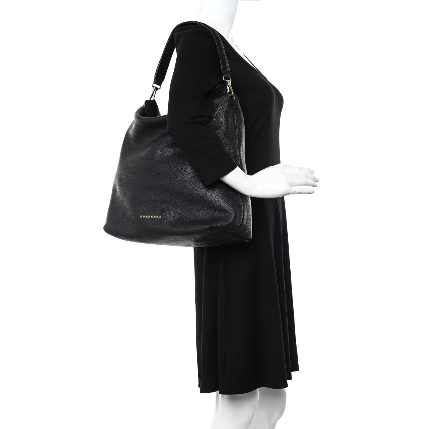 Grainy Calfskin Medium Cale Hobo Black