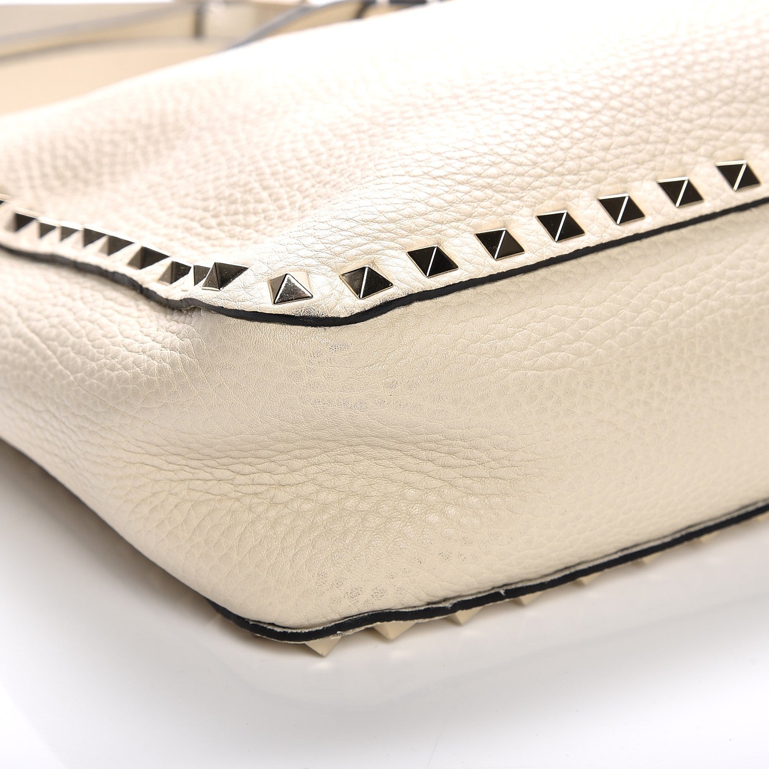 Valentino Garavani Pebbled Calfskin Small Rockstud Flip-Lock Messenger Bag Light Ivory 9 of 10