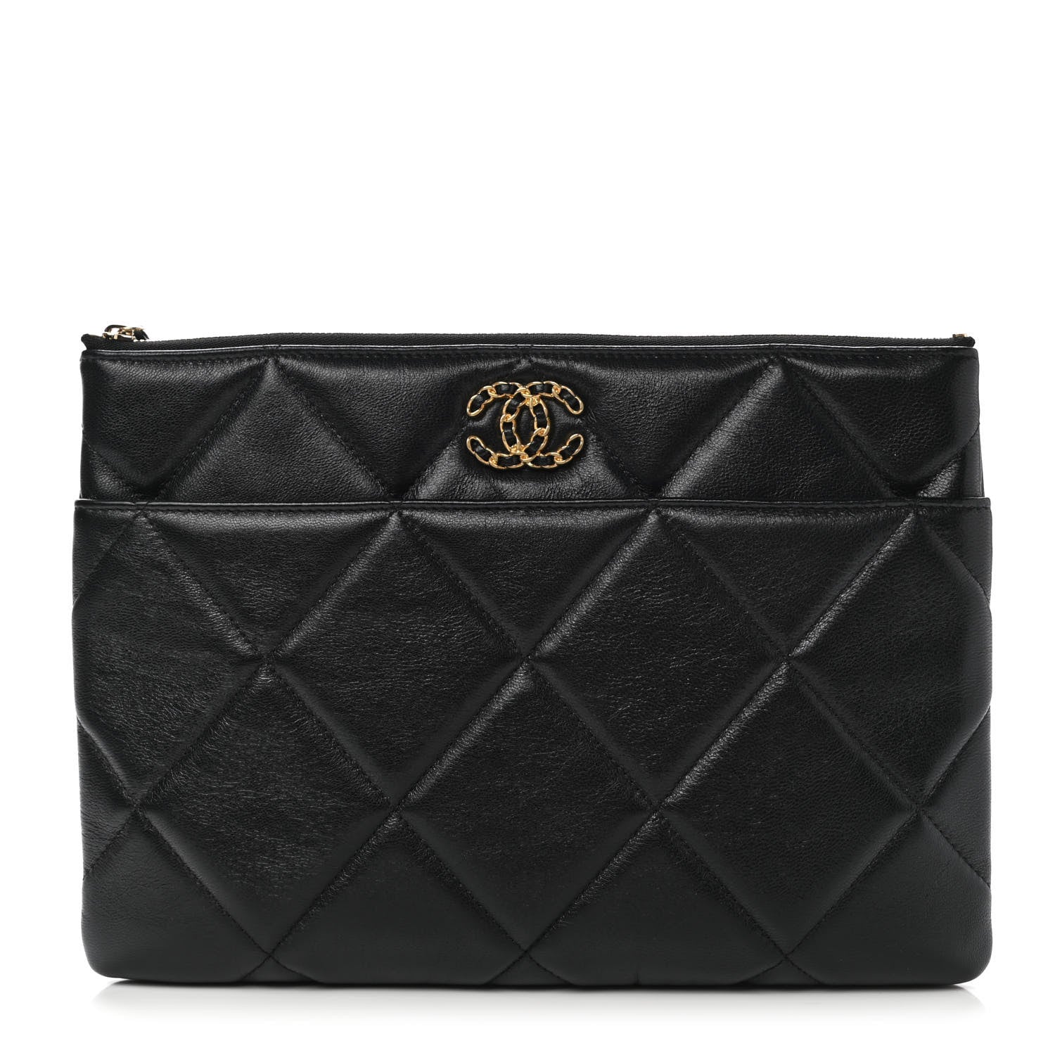 Chanel Goatskin Quilted Chanel 19 Pouch Black 1 of 9