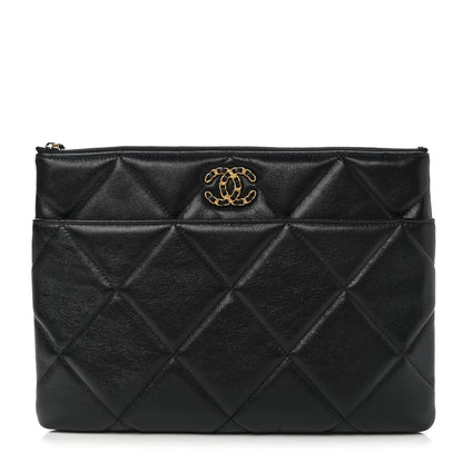 Chanel Goatskin Quilted Chanel 19 Pouch Black 1 of 9