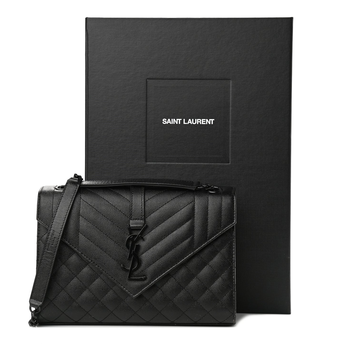 Grain De Poudre Textured Mixed Matelasse Triquilt Medium Monogram Satchel Black