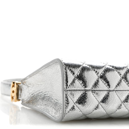 Chanel Metallic Crackled Calfskin Quilted Hobo Silver 9 of 10