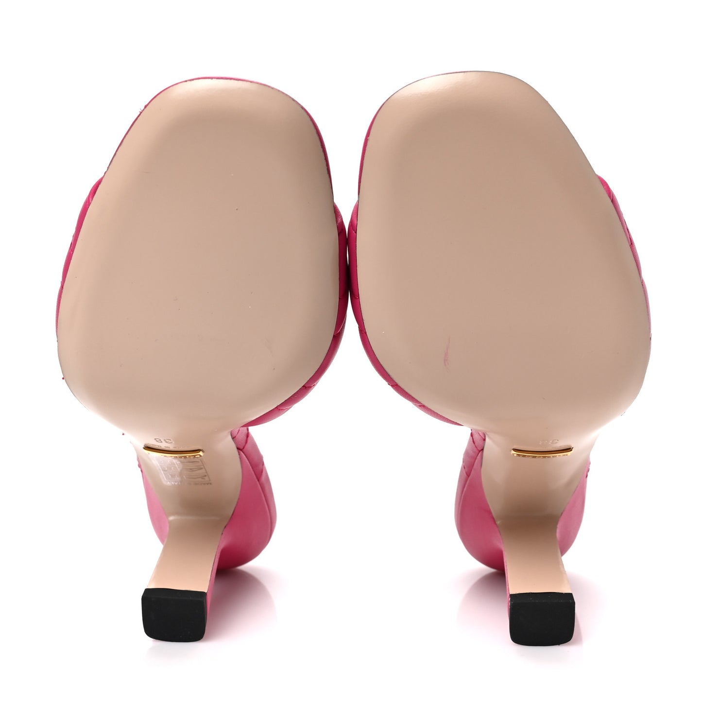 Nappa Matelasse GG Marmont 75mm Slide Sandals 38 Box Pink
