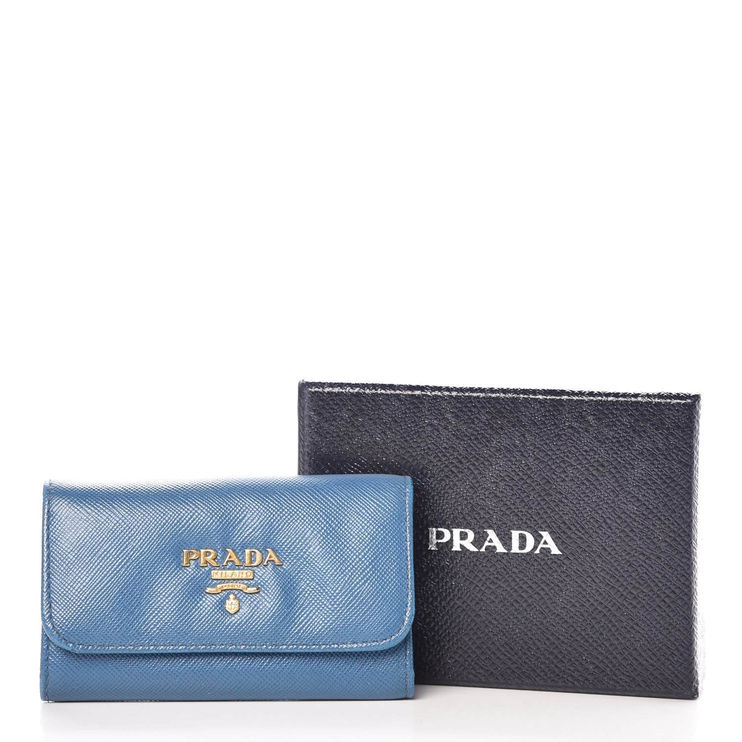 Prada Saffiano Metal 6 Key Holder Cobalto 9 of 9