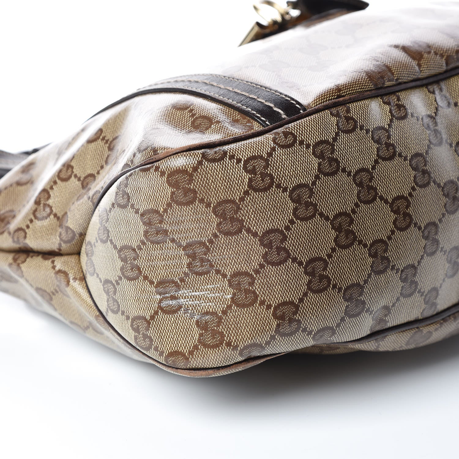 Gucci Crystal Monogram Duchessa Flap Shoulder Bag Dark Brown 5 of 15
