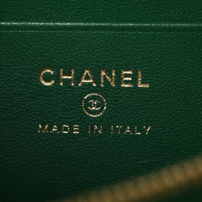 Chanel Calfskin Crocodile Embossed Crococo Top Handle Slim Vanity Case With Chain Green 6 of 13