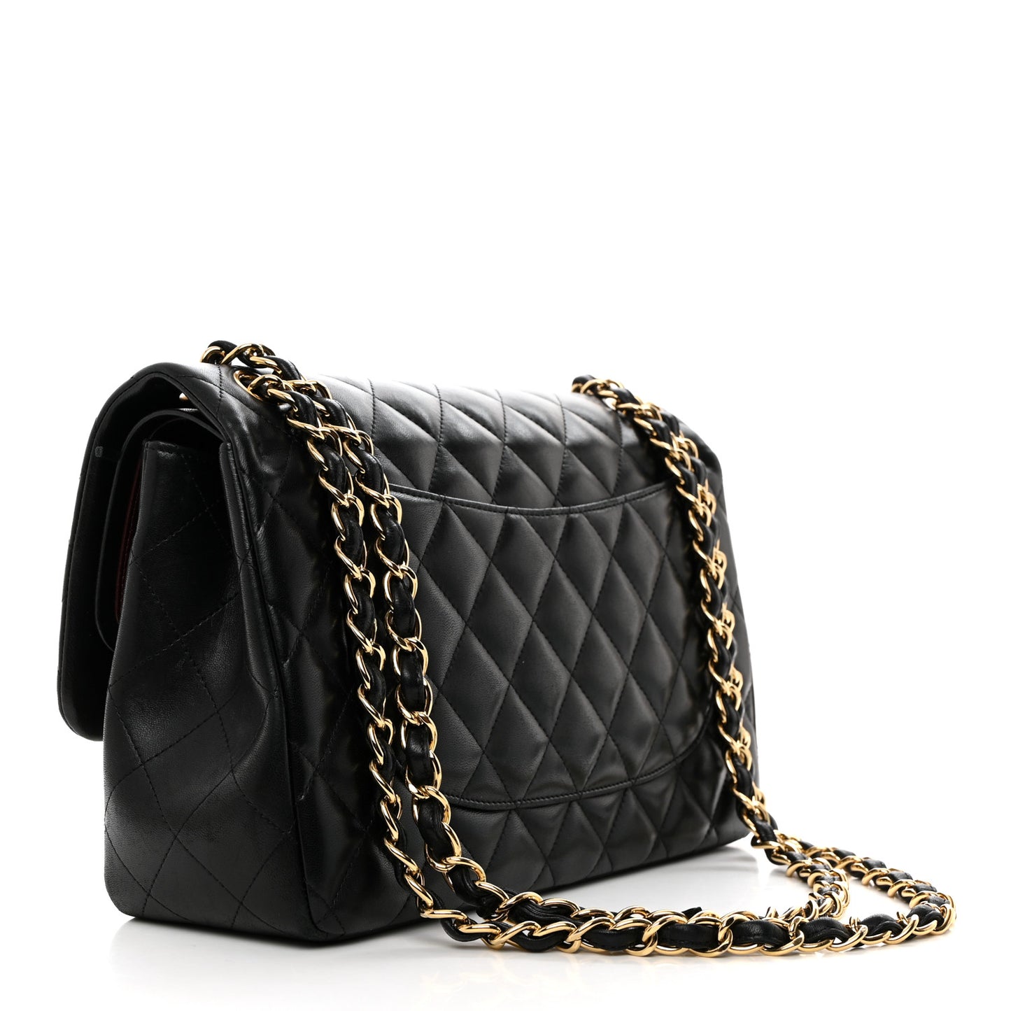 Lambskin Quilted Jumbo Double Flap Black