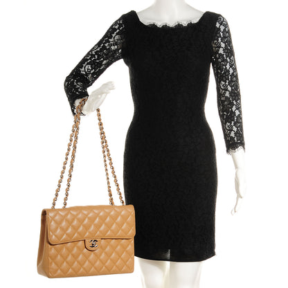 Chanel Caviar Jumbo Single Flap Beige 2 of 9