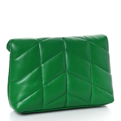 Saint Laurent Lambskin Monogram Loulou Puffer Pouch Clutch New Vert 4 of 10