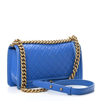 Chanel Lambskin Quilted Medium Boy Flap Blue 2 of 5