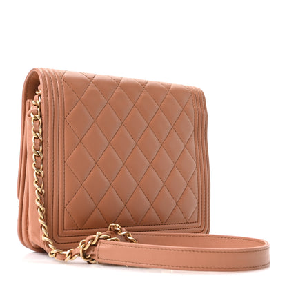 Chanel Calfskin Quilted Boy Square Wallet on Chain WOC Brown 3 of 12