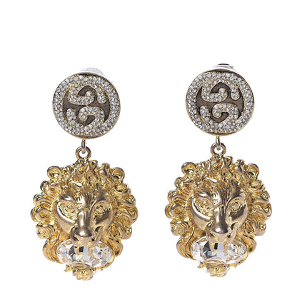 Gucci Interlocking GG Lionhead Clip On Earrings Gold 1 of 4